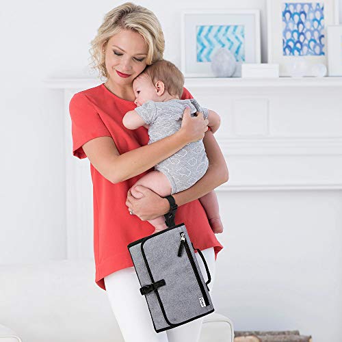 Baby Portable Changing Pad, Diaper Bag, Diaper Mat for Infant Toddler Newborn Boys & Girls Grey (Gray)