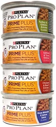 Purina Pro Plan Prime Plus 7+ Cat Food Variety Pack, 4 Flavors, 3-Ounces (12 Total Cans)