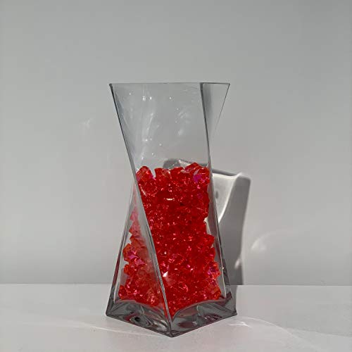WGV Twist Bouquet Vase, 4" W, 10" H, Clear Square Block Gathering Hurricane Glass Floral Container, Centerpiece, Home Wedding Event Decor, 1 Piece (VUT0410)
