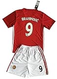 Manchester united 2016-2017 Ibrahimovic #9 Kids/Youths Home Soccer Jersey & Shorts Set (11-13 years)
