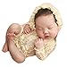Zeroest Newborn Photography Props Lace Romper Baby Photography Outfits Girl Lace Bonnet Hats Outfit Newborn Girl Photoshoot (Beige)