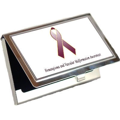 Hemangioma and Vascular Malformation Awareness Ribbon Business Card Holder