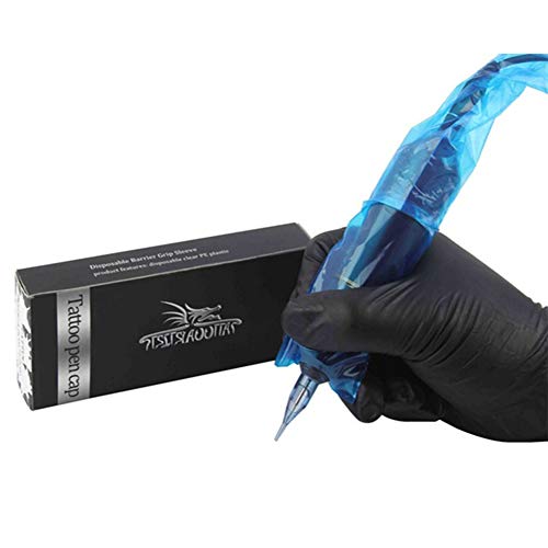 Ocamo 200 Pcs/box Disposable Barrier Grip Sleeves For Tattooing, Portable Tattoo Machine Bag Cover Tattoo Accessories