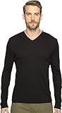Calvin Klein Men's Long Sleeve Ribbed V-Neck T-Shirt, Black, Large