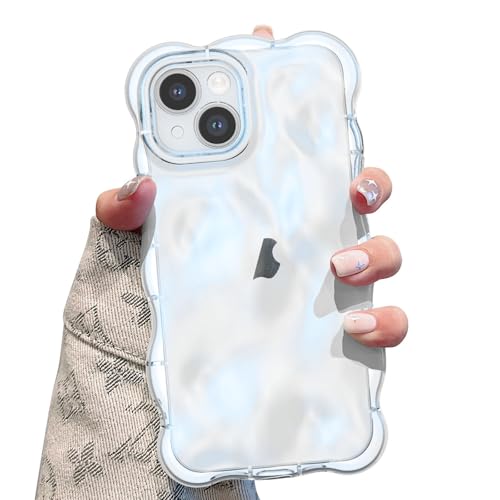 UEEBAI Case for iPhone 15, Cute Solid Color Curly Wave... en promo sur Amazon