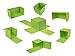 Strictly Briks The Cube 3D Building Brick & Storage Container Set Pat. Pending | Compatible with All Major Brands | 6 Square Plates | Double Sided for Large & Small Bricks (Neon Green)