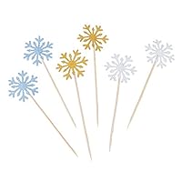 Zamango Glitter Snowflake Cupcake Toppers Cake Picks Decoration for Birthday Wedding Baby Shower Party,30 pcs