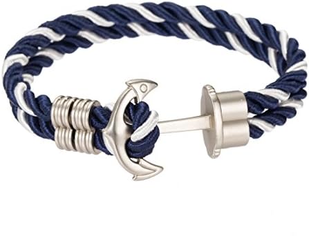CLIDOU Men Mixed Color Braided Leather Rope Anchor Bracelet width 12mm,8.7 inches