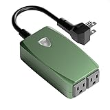 GiBot Outdoor Wifi Plug Smart Switch Wireless Remote Control Outlet Sockets with Timer for iPhone Smartphone Amazon Alexa Echo, Dual Outlets Weatherproof for Indoor and Outdoor, Green