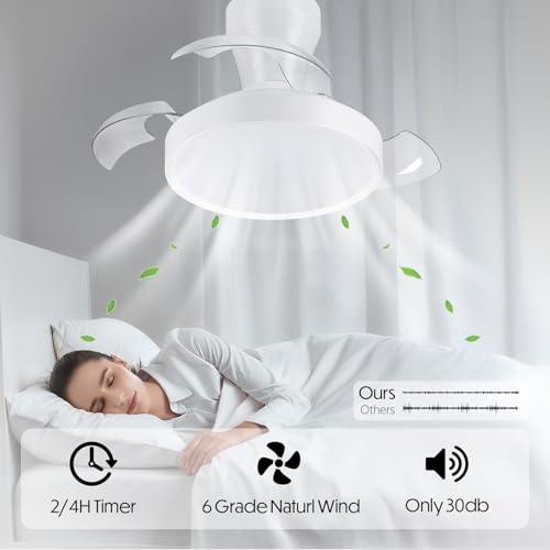 activeallbrite Ceiling fan with light, DC motor, 38W, 6 speeds, retractable blades, 3000K-6500K, summer-winter function, timer, Ø55cm.