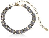 Ettika Punk Pony in Grey and Gold Choker Necklace, 10.5" + 5" Extender