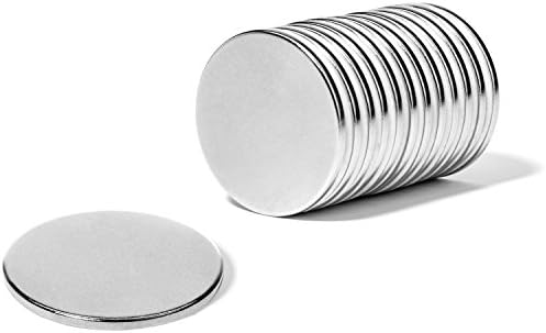 12 Super Strong Neodymium Rare Earth N45 Disc Magnets, 1.26"D x 0.08"H | Triple Nickel Coated for Home, Crafts, Therapy, Classroom, Industrial Applications &amp; More by Hold True Magnets