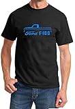 1967-72 Ford F-100 Pickup Truck Classic Color Outline Design Black Tshirt