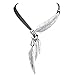 Silver Plated Q&Q Fashion Vintage Indian Big Leaf Feather Charms Lariat Leather Costume Aztec Bib Necklace