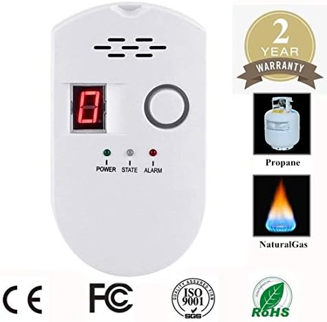 Kitchen Gas Alarm Detector Plug-in Digital Gas Detector with Digital Display Propane/Methane/LPG/LNG/Combustible Natural Gas Leak Alarm Detection Alarm Monitor Sensor