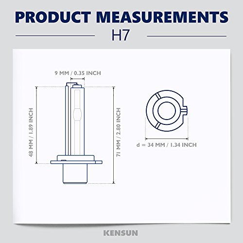 Kensun Xenon HID H7 6000k replacement Bulbs (1 pair crystal white color) - 2 Year Warranty - Thumbnail 4