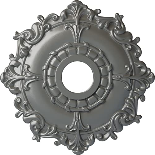 Ekena Millwork CM18RLSLS Riley Ceiling Medallion, 18″OD x 3 1/2″ID x 1 1/2″P, Silver