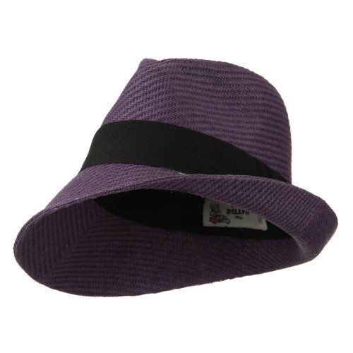 Toyo Asymmetric Big Bow Straw Hat - Purple OSFM