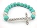 Bocar Metal Rhodium Plated Sideway Crystal Cross Simulated Turquoise Beaded Stretch Bracelet Bangle for Women Hot (ZP-bracelet)