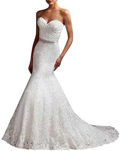 G Marry Women's Strapless Mermaid Lace Brial Wedding Dress Size 18 Ivory