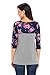 Annflat Women's Plus Size Round Neck Three Quarter Sleeve Floral Tops Girls Juniors T Shirt Small Grey