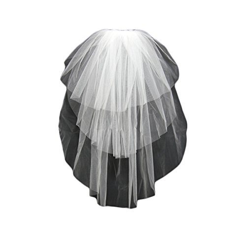 Veilace Short 3 tiers Cute Edge Tulle Wedding Bridal Veils With Comb V43 (Ivory)