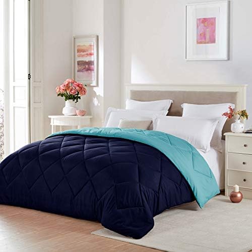 Seward Park Soft Full/Queen Comforter Down Alternative Comforter Lightweight All Season Reversible Microfiber Navy/Blue