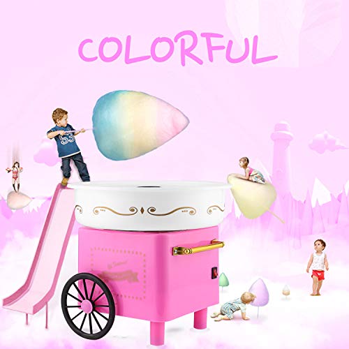 Bluefringe Cotton Candy Machine/Candy Floss Maker,Sugar, SugarFree, or Hard Candy Home-Use Cotton Candy Machine/Pink Birthday Party Supplies Food Grade Safe