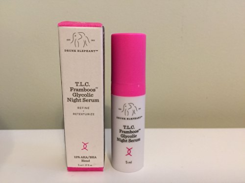 Drunk Elephant T.L.C. Framboos Glycolic Night Serum, Deluixe Travel Size, .8ml/27 oz