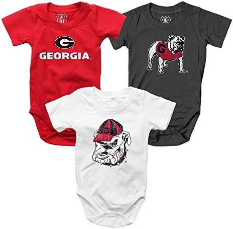 Infant Georgia Bulldogs UGA Bodysuits 3 Pack Organic Cotton Set