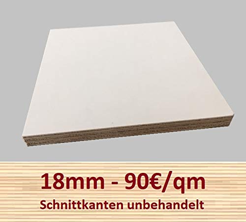 Multiplexplatte weiß 18mm 90€/qm melaminbeschichtet Zuschnitt Multiplex Möbelbau (Multiplex Birke weiß, 124 x 20 cm)