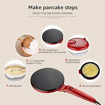 Matoen Portable Electric Crepe Maker Non-stick Frying Pan Fry Egg Pancake Pot Mini Cooking Tools for Individual Pancakes, Cookies, Eggs