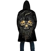 YAOJIA 3D Skull Terror Digital Printing Male Taxi Cashmere Windbreaker Coat Big Men Windbreaker Tide (Color : A, Size : L)