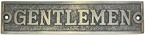 Adonai HardwareRectangular "GENTLEMEN" Brass Door Sign (Antique Brass)