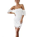 Fedi Apparel Women Off Shoulder Halter Neck Lace Party Dresses Elegant Vestidos