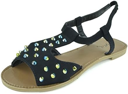 GIOVANI DONNE - Women's Strappy Open Toe Thong Sandal Fashion Shoes - Black 631/6