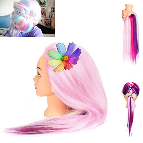 Leewa Colorful Cosmetology Mannequin Manikin Training Head Model - 65cm Hair Length (65cm, A)