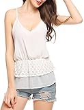 Zeagoo Women's Deep V-Neck Chiffon Tank Top Spaghetti Straps Cami Blouse