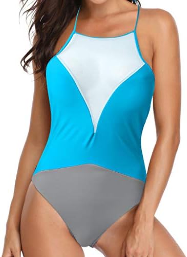 Nuewofally Monokini for Women Mesh Sheer See Through Bikini Swimsuit Vintage Print Triangle Swimsuit Bathing Suit