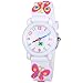 Venhoo Kids Watches 3D Cute Cartoon Waterproof Silicone Children Toddler Wrist Watch for 3-10 Year Girls Little Child White Butterfly