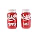 Mason Jar Red Salt and Pepper Shakers Set - Cute Salt and Pepper Shakers Set of 2 - Ceramic Salt & Pepper Shaker Sets for Cooking Table Seasonings - Rustic Salt Pepper Set for Kitchen Decor (3