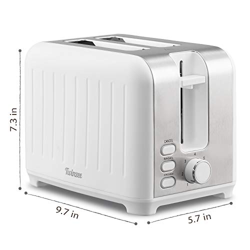Twinzee Vintage Toaster White Retro Toaster 2 Slices Stainless