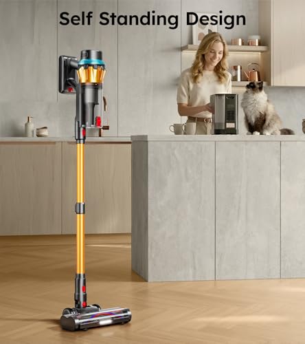Cordless Vacuum Cleaner, 650W 55Kpa 70 Mins Cordless Stick Vacuum, Self-Standing Wireless Vacuum with Touch Screen, Anti-Tangle Vacuum Cordless, Rechargeable Vacuum Cleaners for Home/Pet Hair/Carpet