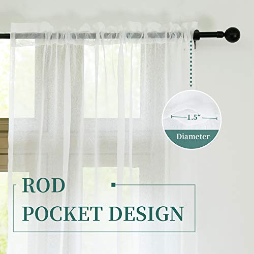 Lofus Semi Sheer Window Curtains, Basic Rods Pocket Voile Fabric Drapes, Privacy Window Treatments for Living Room Kitchen Bedroom, 52\