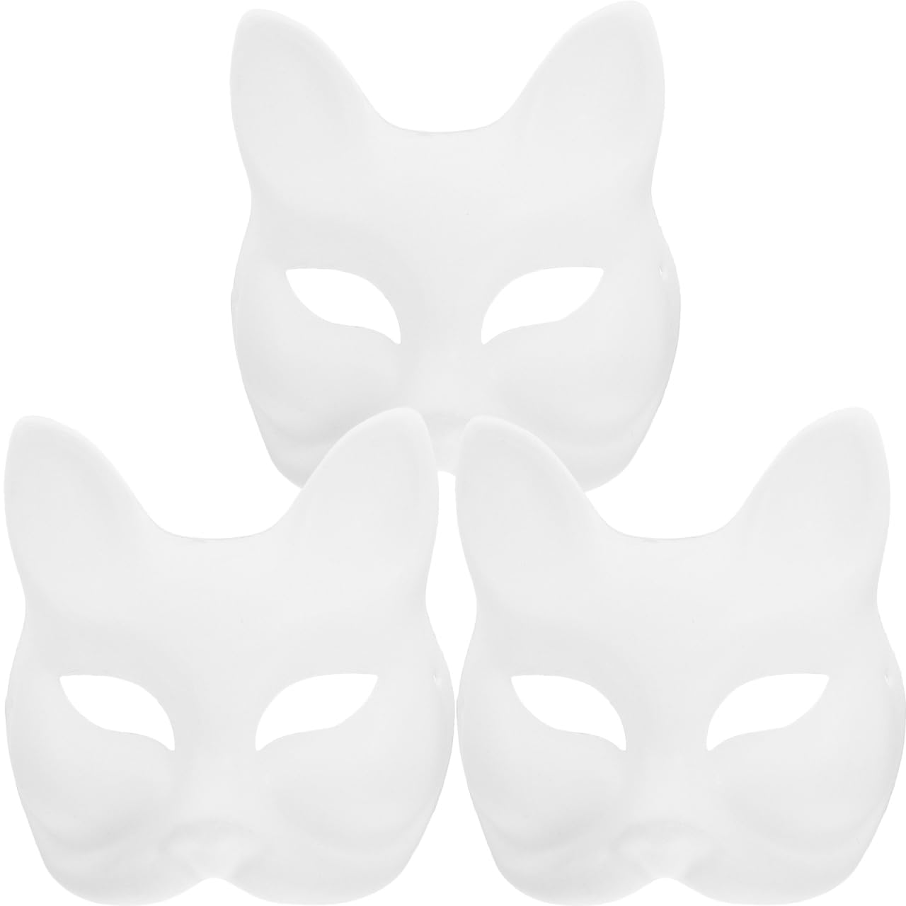 JOINPAYA 3Pcs Blank Fox Mask Set 7 Inch Diy Paintable Paper Masks for Masquerade Party Halloween Cosplay and Handcraft Supplies