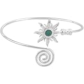 Gold Silver Sun Arm Cuff for Women Turquoise Yellow Stone Open Adjustable Upper Arm Bangle Coil Swirl Armlet Armband Minimalist Upper Arm Cuff Jewelry Statement Party Jewelry