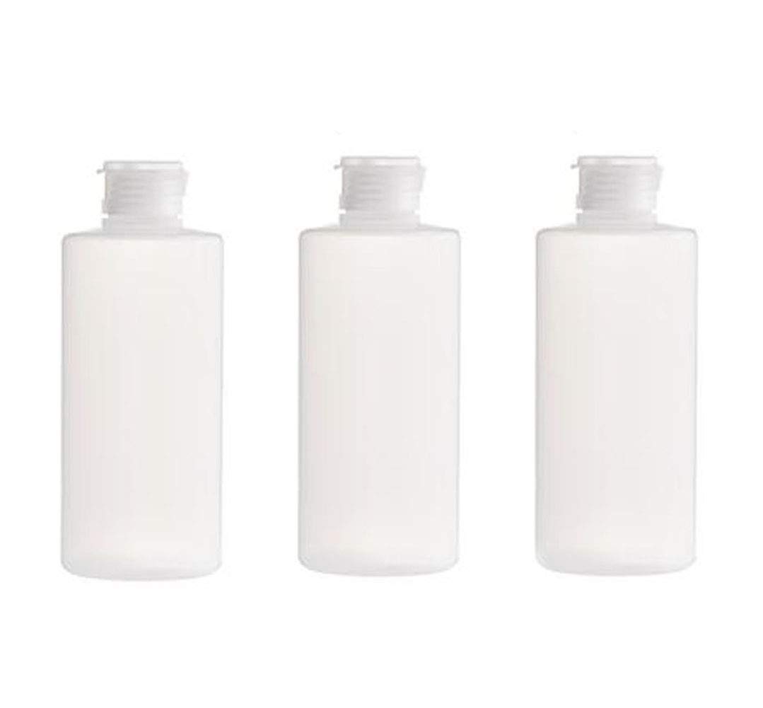 QUUPY 3PCS 200ML Plastic Tube Bottle Clear Empty Travel Flip Cap Bottle Squeezable and Refillable Travel Container for Shampoo Body Wash Toner Lotion Liquid Facial Cleanser Toiletries