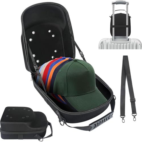 Maleta Oversize para gorras 8 New Era, Funda de Viaje Impermeable para Sombrero con cremallera, Asa, Bandolera, Material EVA engrosado, Resistente a la presión y anticolisión, Protege Sombreros