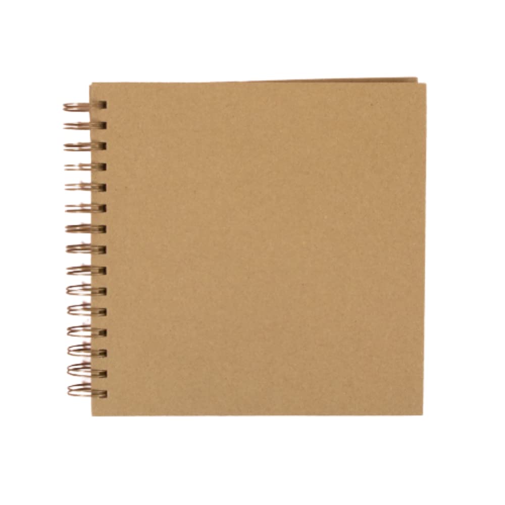 Craftelier - 8" x 8" Brown Kraft Ring Album for Scrapbooking and Crafts Projects | 30 Kraft Color Sheets with a weight of 190 g | Vintage Bronze Spiral Ring