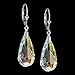 Clear Aurora Borealis (AB) Swarovski Elements Crystal Sterling Silver Leverback Dangle Earrings